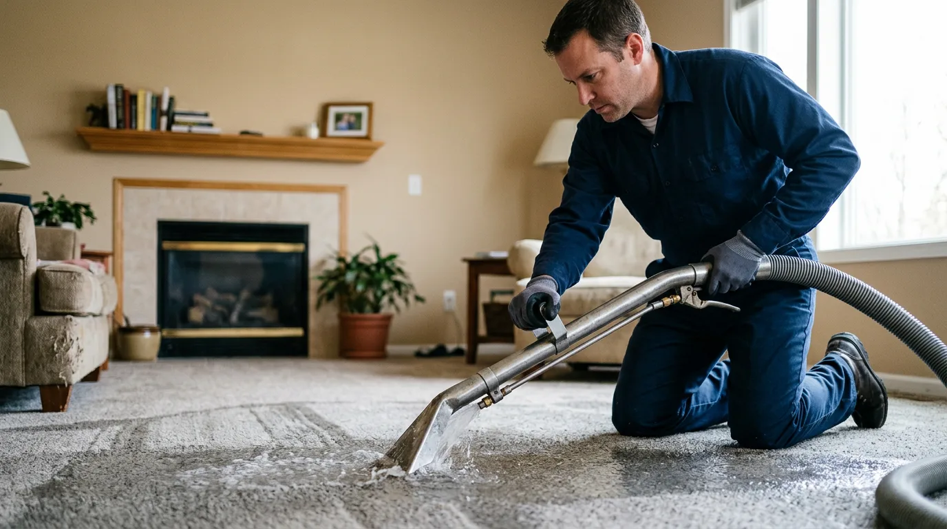 Water damage restoration technician working near Thornton, CA